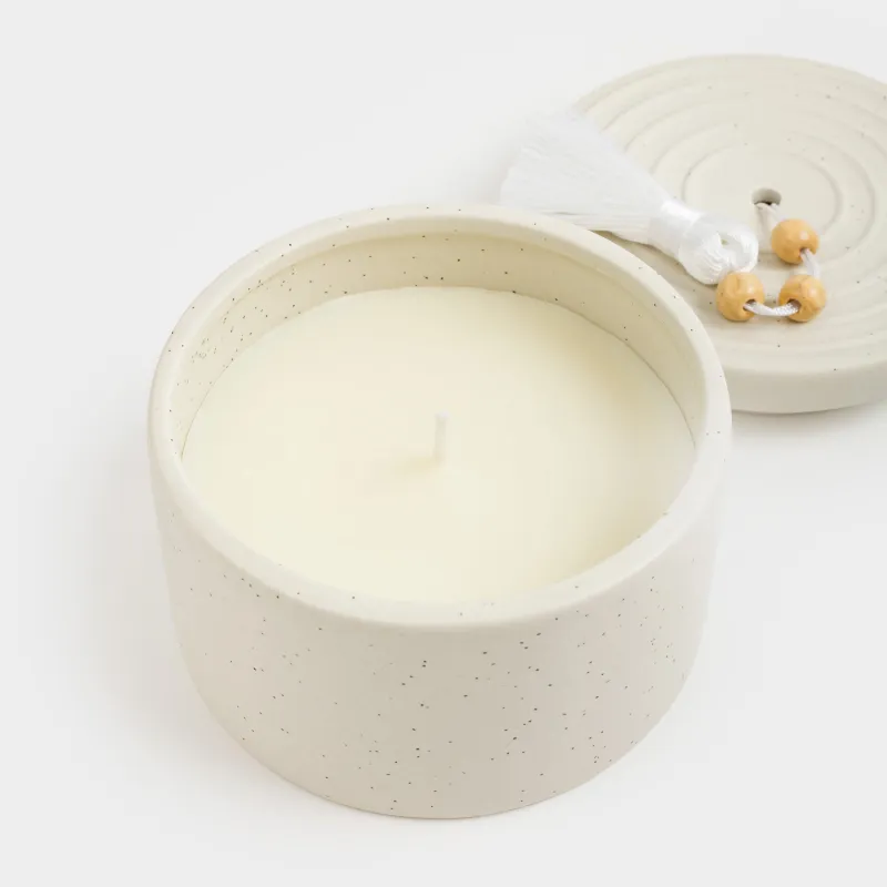 Свеча ароматическая, 7 см, в подсвечнике, с кисточкой, керамика, Coconut Milk, Delicia, image-4