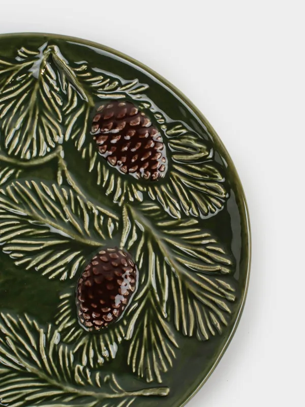 Блюдо, 20 см, керамика, зеленое, Шишки на еловых ветках, Forest whispers, image-2
