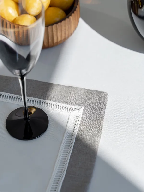 Салфетка под приборы, 30х45 см, 2 шт, полиэстер, прямоугольная, бело-серая, Milky way, image-3