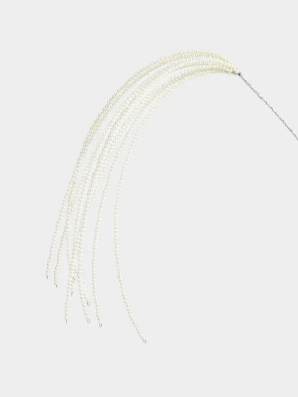 Ветка декоративная, 76 см, бисер/металл, серебристая, Ива из бусин, Balls decor, image-1