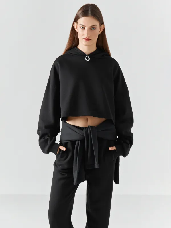 Худи женское, хлопок/полиэстер, черное, Fidelma, image-1