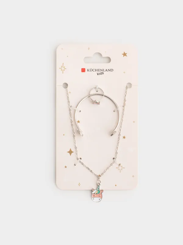 Набор украшений, цепочка/браслет/кольцо, Единорог, Unicorn, image-5