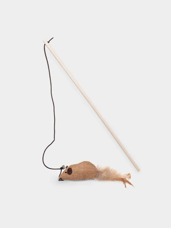 Игрушка-удочка для кошек, 1 м, с колокольчиком, Мышь, Playful cat, image-0