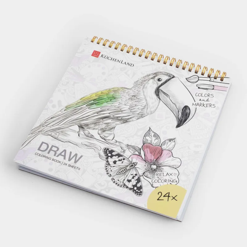 Альбом для раскрашивания, 21х21 см, 24 листа, на кольцах, Животные, Draw creative, image-7