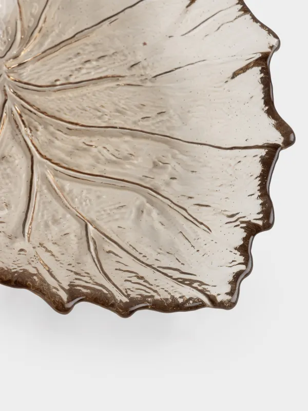 Блюдо, 16х14х2 см, стекло, зеленое, Лист, Leaves, image-1