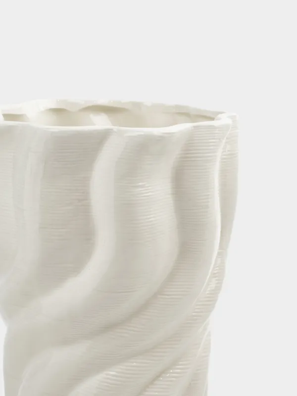 Ваза для цветов, 26 см, керамика, белая, Изгибы, Crumple, image-1