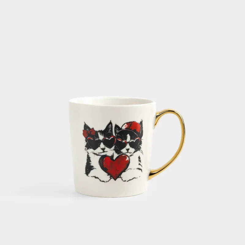 Кружка, 500 мл, Коты и сердце, Cat amour