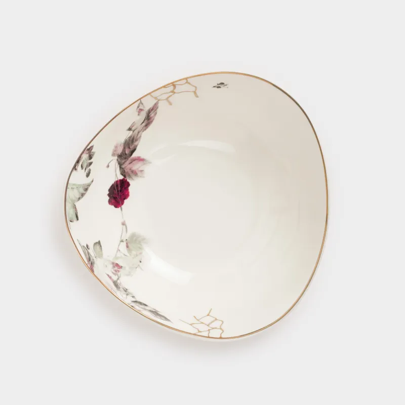 Пиала, 14х5 см, фарфор N, белая, с золотистым кантом, Цветущий сад, Noir flower, image-1