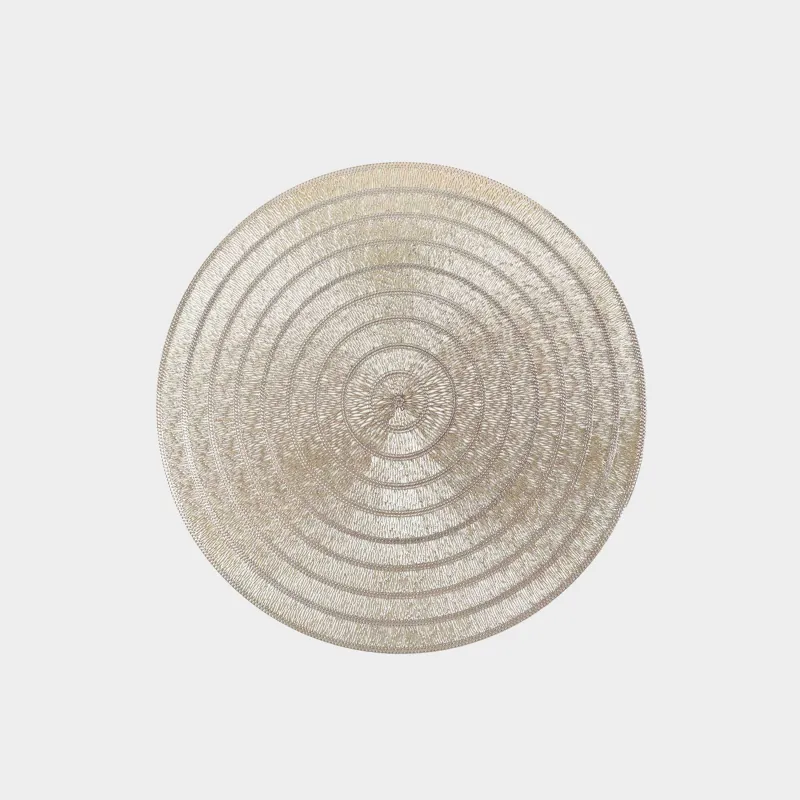 Салфетка под приборы, 38 см, ПВХ, круглая, золотистая, Кольца, Azhur