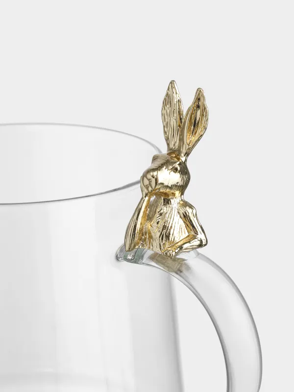 Кружка, 550 мл, стекло Б, Золотистый кролик на ручке, Shape, image-2