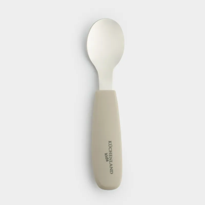 Ложка, детская, 14 см, сталь/силикон, серая, Kiddy, image-0