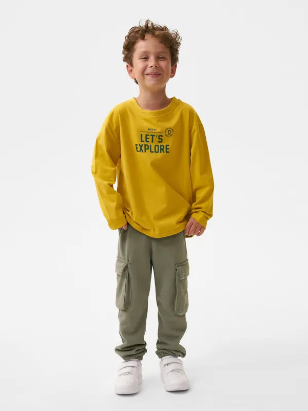 Лонгслив детский, для мальчиков, хлопок/спандекс, горчичный, Carson, image-6