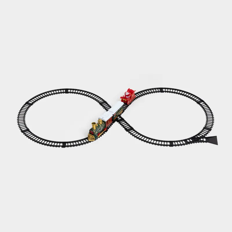 Железная дорога игрушечная, S, музыкальная, с подсветкой, пластик, Санта на санях, Game rail