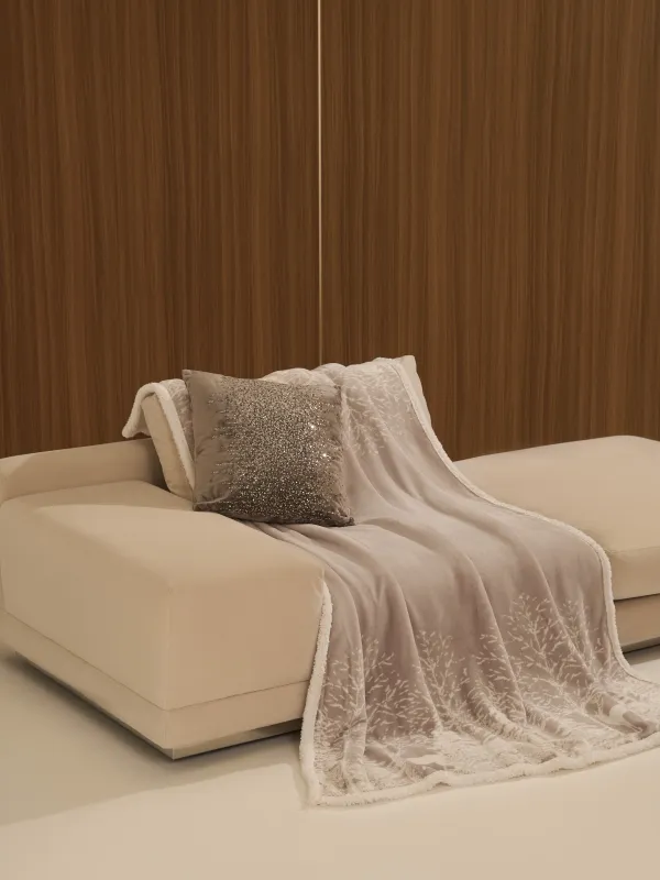 Подушка декоративная, 45х45 см, вельвет/бисер, серебристая, Sparkly, image-5