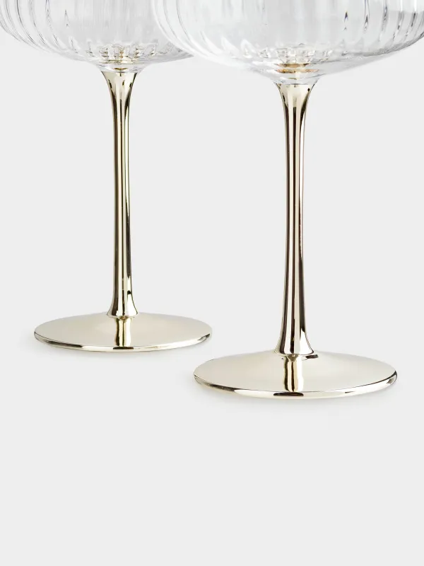 Бокал-креманка для шампанского, 220 мл, 2 шт, стекло, золотистая ножка, Glyfada, image-2