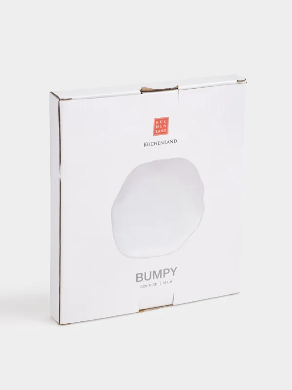 Тарелка закусочная, 22 см, керамика, белая, Неровный край, Bumpy, image-4