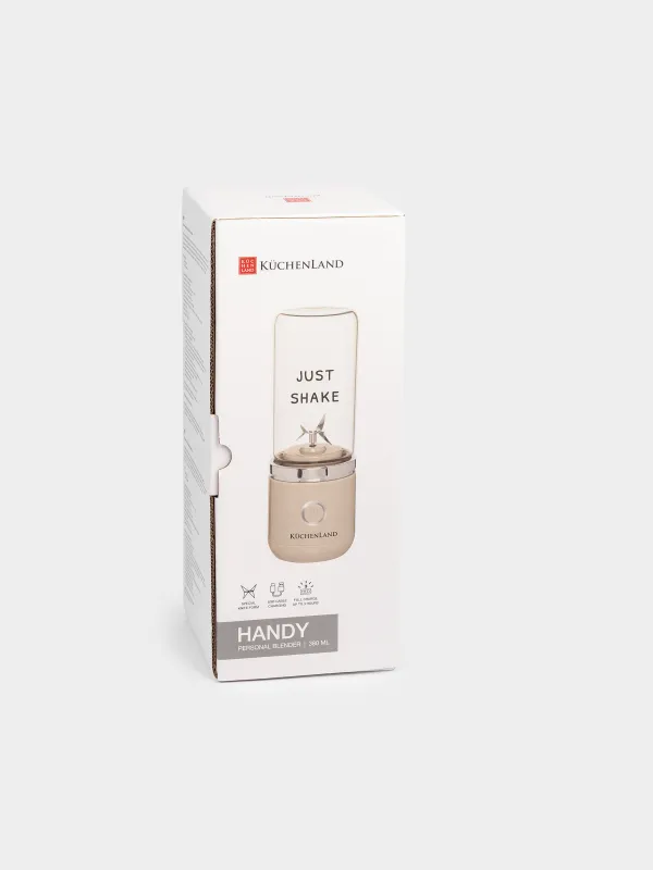 Блендер персональный, 380 мл, 67 Вт, портативный, заряжаемый, стекло/пластик, мокко, Handy, image-10