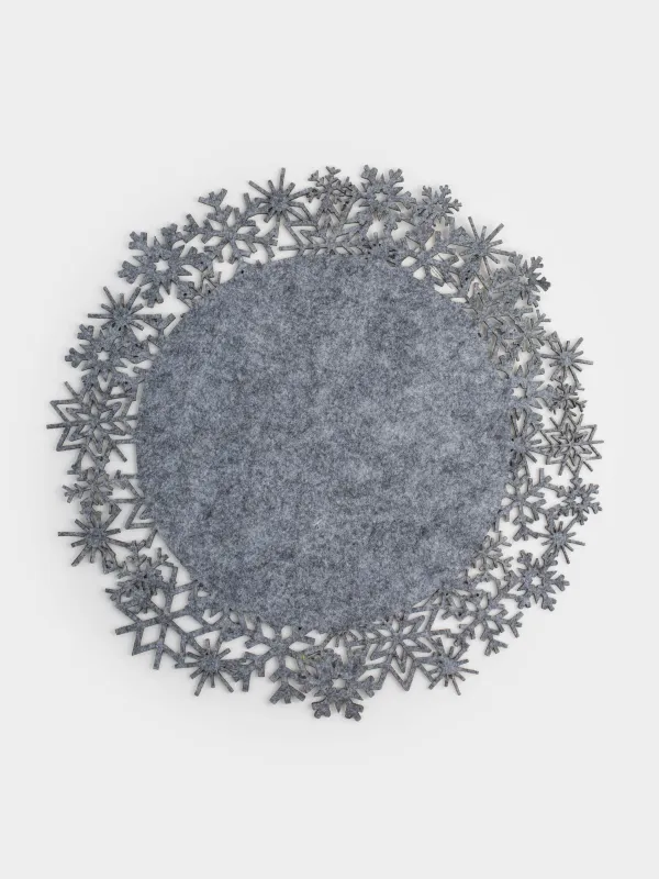 Салфетка под приборы, 38 см, Снежинки, Felt mat, image-3