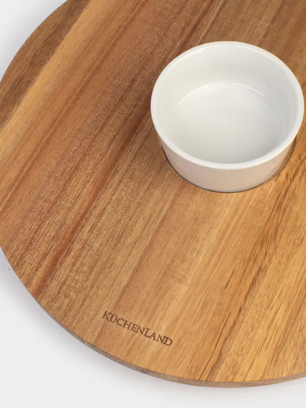 Блюдо для закусок, 30 см, с пиалой, вращающееся, дерево/фарфор P, Noble tree, image-5