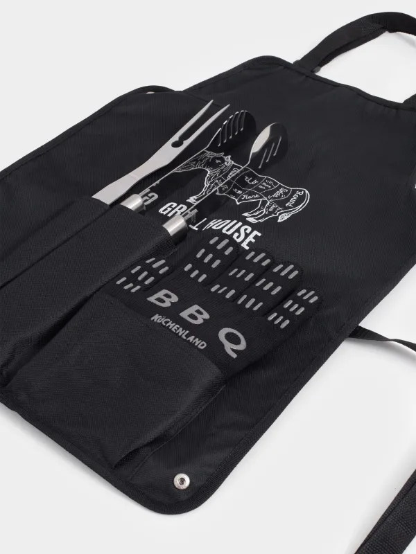 Набор для барбекю, 4 пр, в фартуке, BBQ, image-9