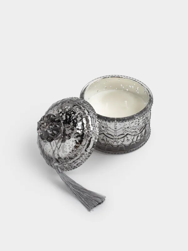 Свеча ароматическая, 10х11 см, в подсвечнике, с крышкой, стекло, серебристая, Rural Baroque, Silver style, image-4
