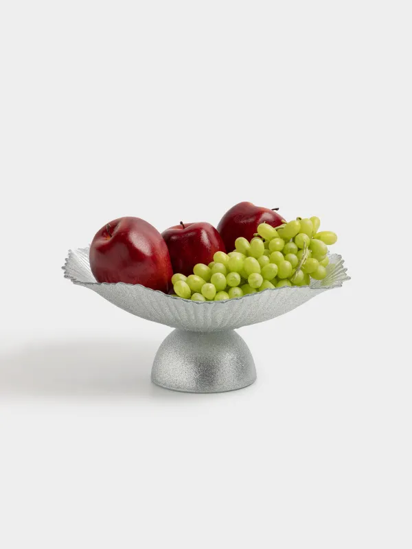 Ваза для фруктов, 32х13 см, на ножке, стекло Р, серебристая, Verge, image-5