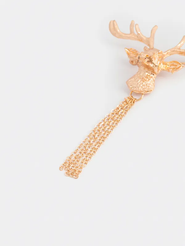 Брошь, 8 см, металл, золотистая, Олень, Jewelry deer, image-1