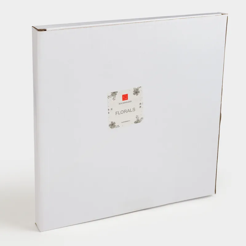 Тарелка обеденная, 27 см, фарфор P, молочная, с золотистым кантом, Серые цветы, Florals, image-6