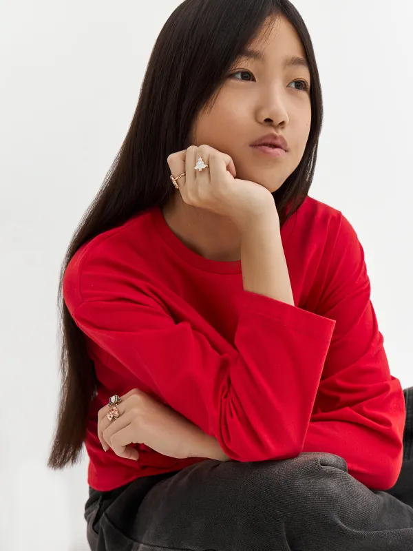 Лонгслив детский, хлопок, красный, Олень, Amelia, image-10