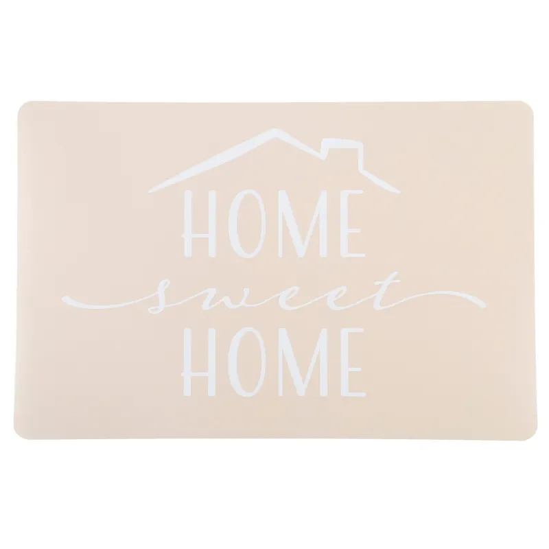 Салфетка под приборы, 28х43 см, 2 шт, пластик, прямоугольная, белая/бежевая, Home sweet home, Plastic print, image-0