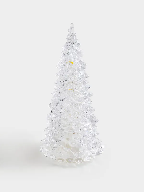 Статуэтка с подсветкой, 23 см, стекло, серебристая, Ель, Silver style, image-0