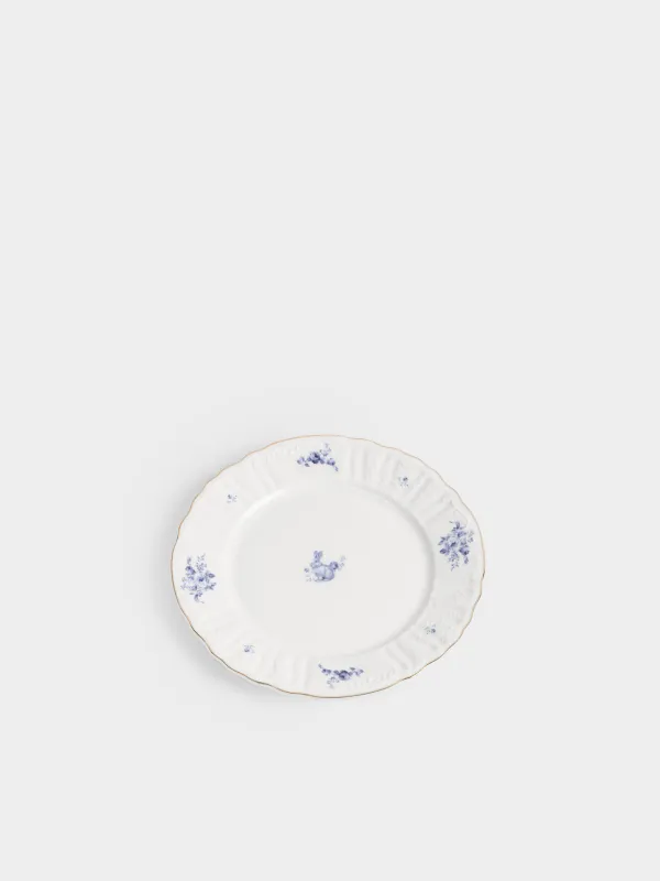 Тарелка закусочная, 20 см, фарфор F, белая, с золотистым кантом, Кролик гжель, Tradition Easter, image-1