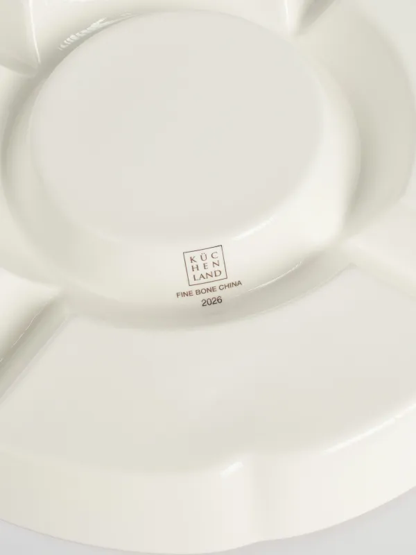 Менажница, 33 см, 5 отд, фарфор F, белая, Лошадка с бантом, Christmas miracle classic, image-3