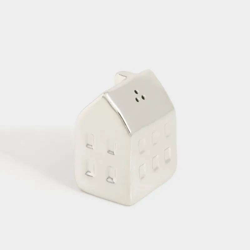 Емкость для соли или перца, 8 см, фарфор P, молочно-серебристая, Дом, House shape