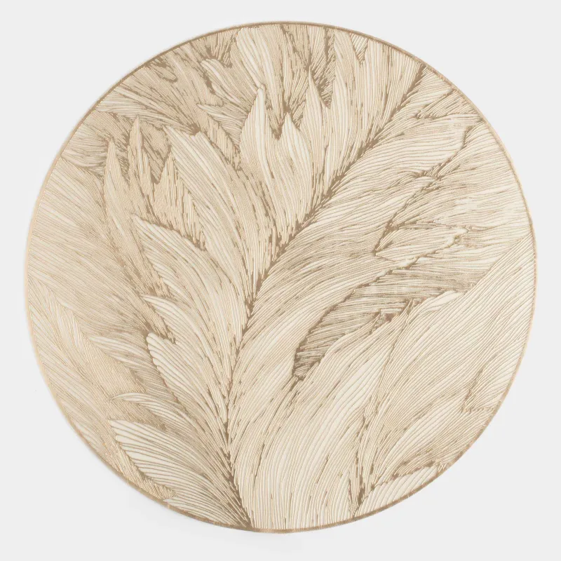 Салфетка под приборы, 38 см, ПВХ, круглая, золотистая, Лист, Azhur