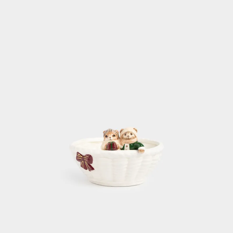 Салатник, 16х6 см, Белка и медведь в корзинке, Christmas animals