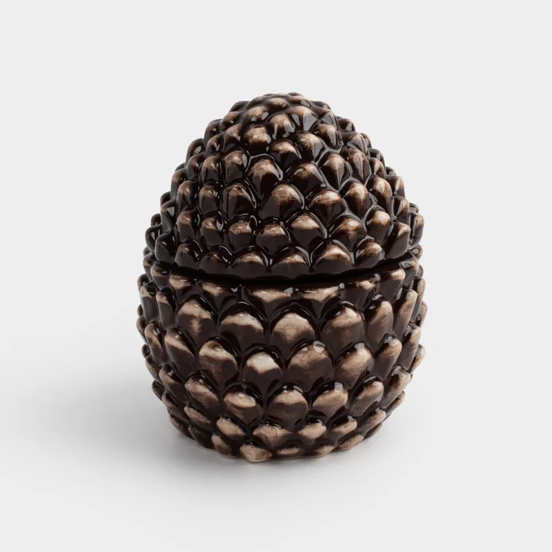 Емкость для хранения, 12х15 см, 490 мл, керамика, коричневая, Шишка, Winter delice