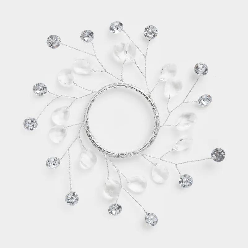 Кольцо для салфеток, 5 см, акрил/металл, серебристое, Кристаллы, Crystal decor