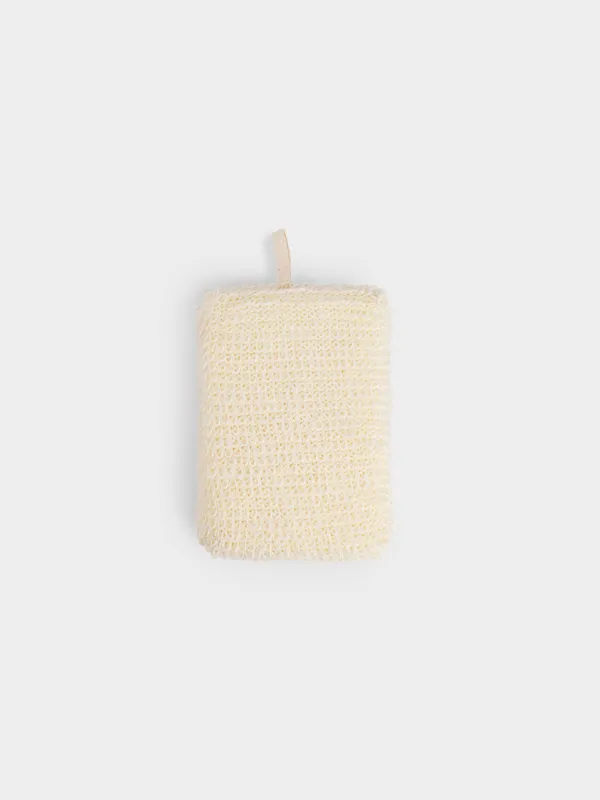 Мочалка-губка для мытья тела, 9х14 см, джут/полиуретан, молочная, Eco life, image-0