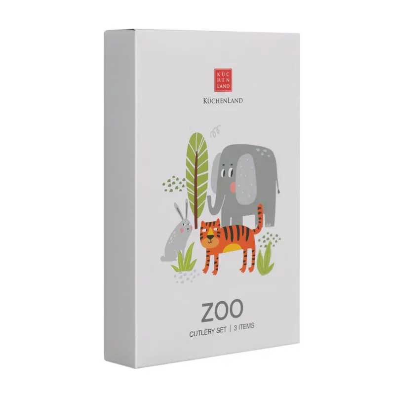 Столовые приборы, детские, 1 перс, 3 пр, сталь, Животный мир, Zoo, image-1