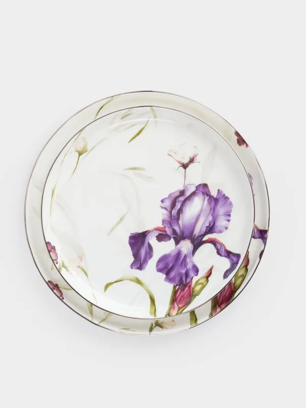 Сервиз обеденный, 6 перс, 19 пр, фарфор F, с серебристым кантом, Ирис, Antarctica Flowers, image-2