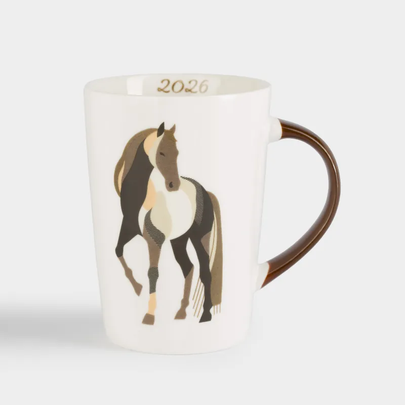 Кружка, 420 мл, фарфор N, бело-коричневая, Конь, Horse art