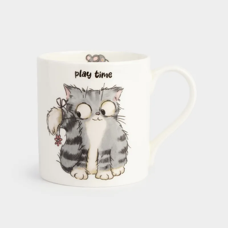 Кружка, 380 мл, фарфор F, белая, Котенок и мышка, Cat