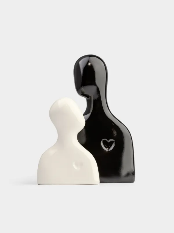 Статуэтка, 17х19 см, полирезин, черно-молочная, Влюбленные, Two faces, image-1