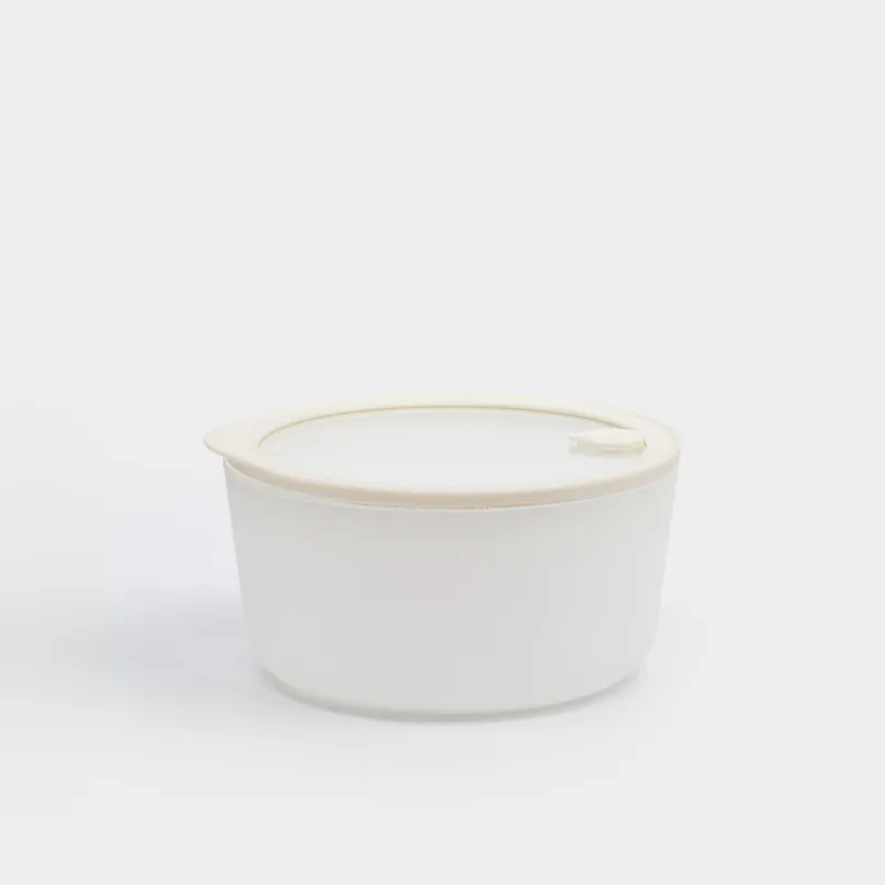 Контейнер, 940 мл, с клапаном, стекло Т/силикон, круглый, молочный, Verre matte