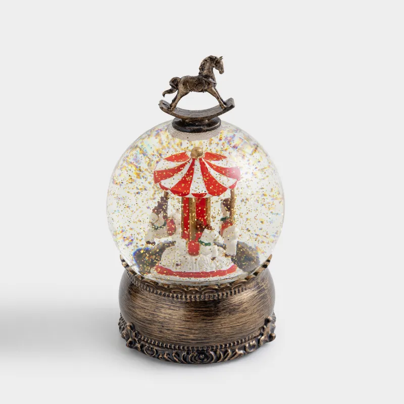 Снежный фонарь, 20 см, с подсветкой, пластик, бронзовый, Карусель, Bronze style