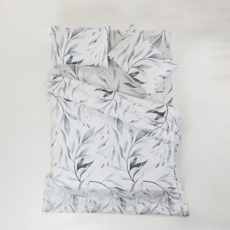 КПБ евро, сатин 300 ТС, белый, Ветви ивы, Satin