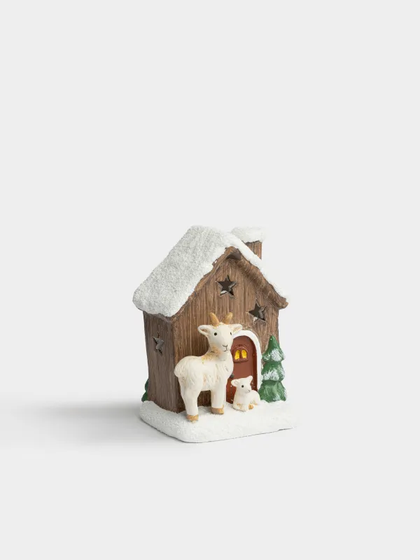 Статуэтка с подсветкой, 12 см, Козы у дома, House shape, image-1