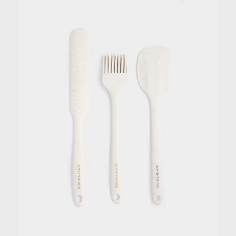 Набор для выпечки блинов, 3 пр, лопатки/кисть, силикон, экрю, в крапинку, Bakery speckled