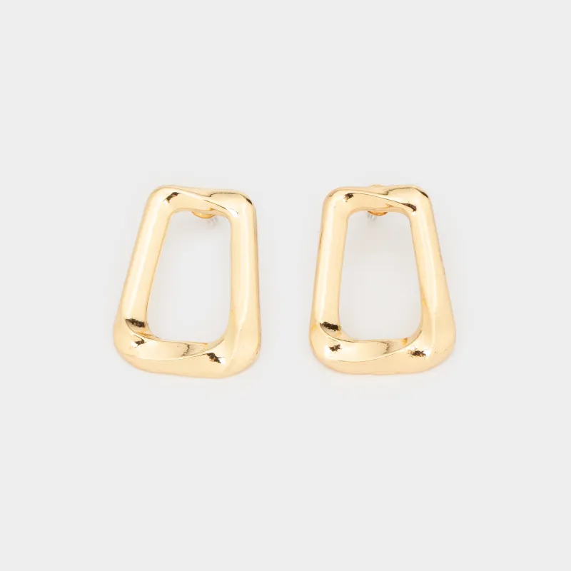 Серьги-пусеты, 3 см, 2 шт, металл, золотистые, Геометрия, Jewelry